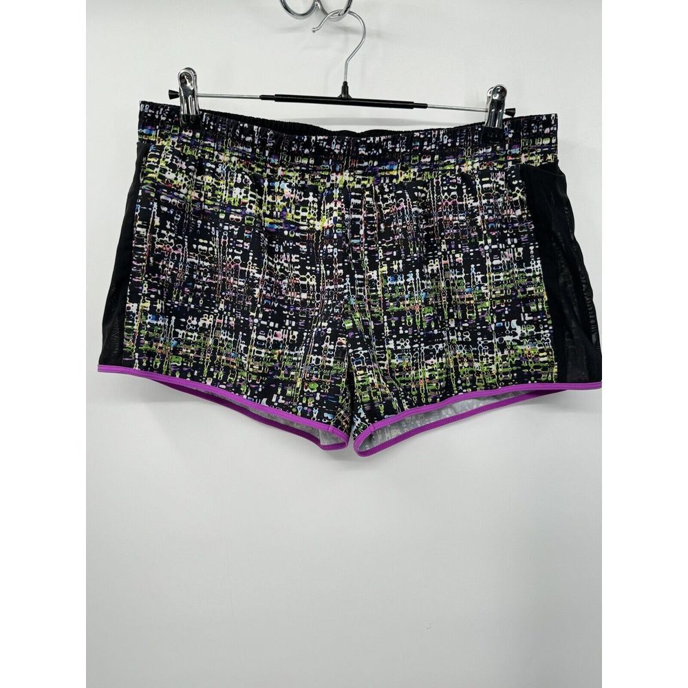 Fabletics Large Athletic Shorts Womens Multicolor‎ Glitch Print Mesh Side Pocket